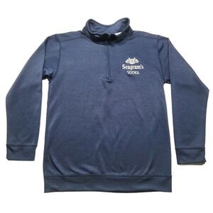 Gildan Performance‎ Golf Pullover Mens Medium Blue Long Sleeve Seagrams Vodka